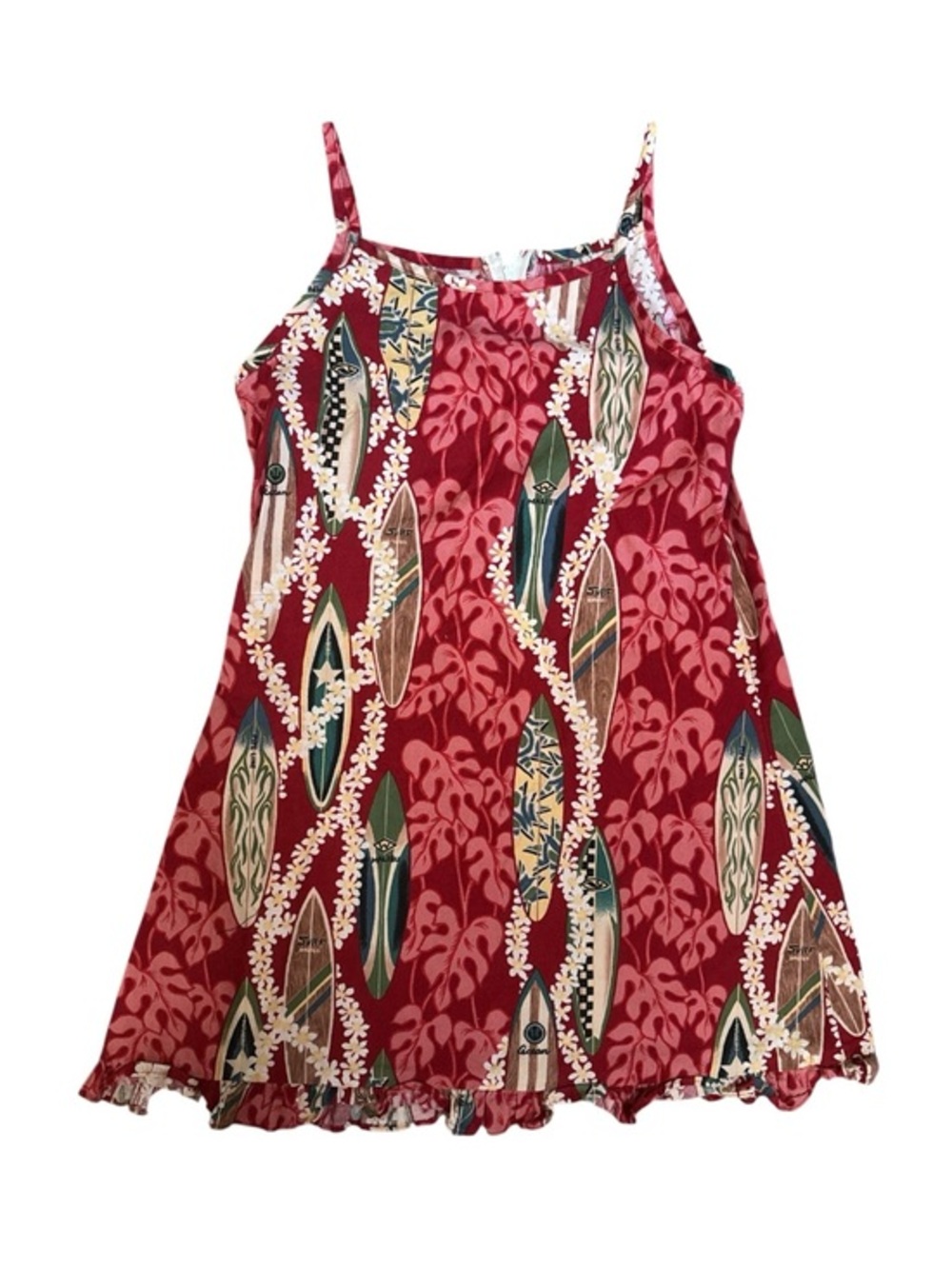 Kole Kole Made in Hawaii Red Tropical Surfboard Print Sundress Beach Vacation